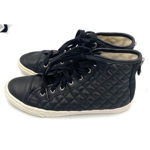 Geox Women’s Respira High Top Quilted Sneakers Zipper Black‎ Size 8